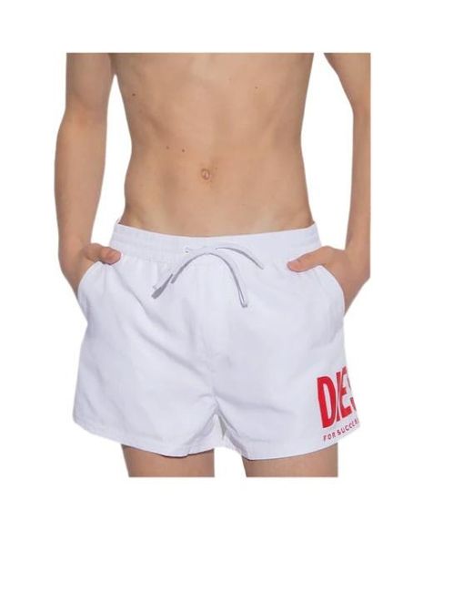 DIESEL White Bmbx Mike Swim Shorts for men