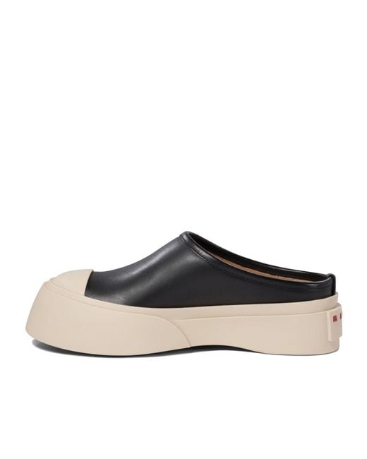 Marni Black Pablo Leather Flat Mules