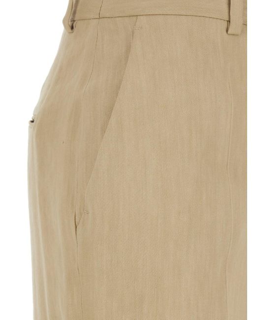 Alberta Ferretti Natural High-Waist Tailored Trousers