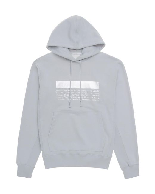 Helmut Lang Gray Logo-Print Cotton Hoodie for men