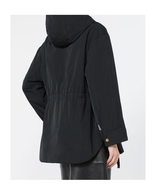 Max Mara Black The Cube Charme Zip-Up Drawstring Coat