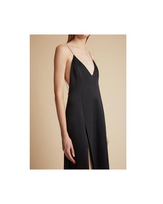 Khaite Black The Nonya V-Neck Sleeveless Dress