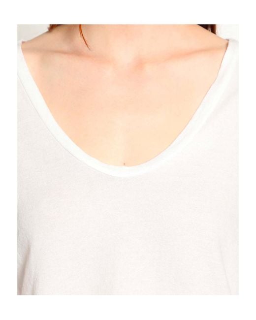 James Perse White Deep V-Neck Long-Sleeve T-Shirt