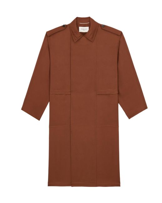 Saint Laurent Brown Broad-Shoulder Trench Coat for men