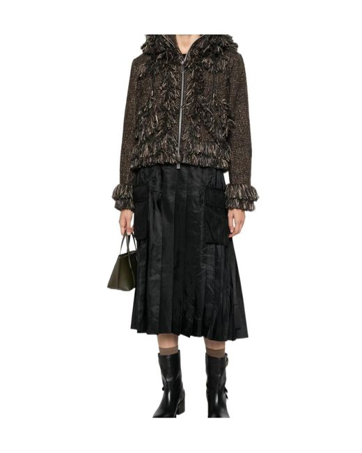 Sacai Multicolor Fringe-Trimmed Hooded Jacket