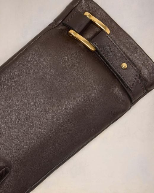 AMI White Strap-Detail Leather Gloves