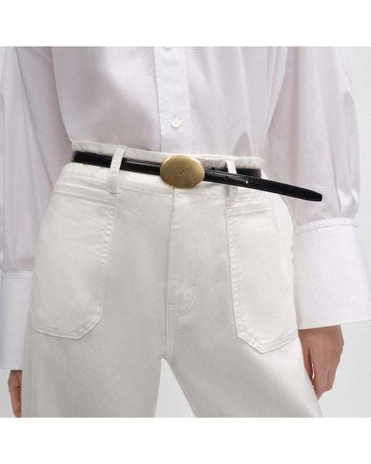 Céline White Thin Plate Belt 13Mm