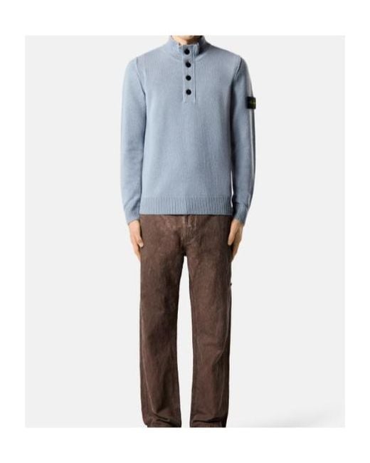 Stone Island Blue Regular-Fit Half-Zip Jumper With Button Placket for men