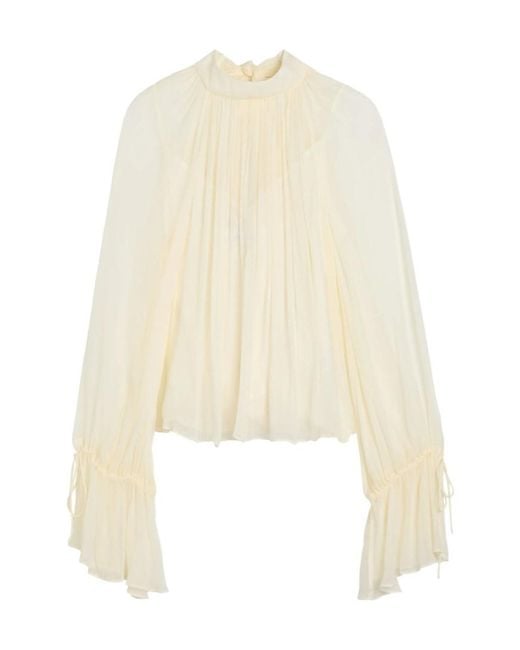 Staud Natural Sheer Finish Roux Ruffled Top