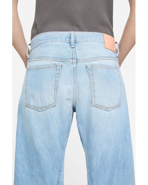 Acne Blue Denim Trousers With Belt Loops