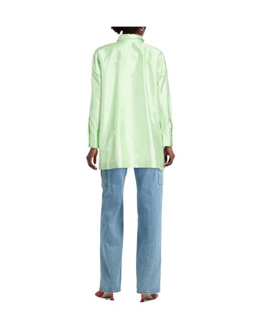 Max Mara Green Satin Longline Shirt