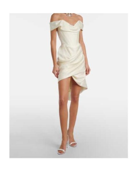Vivienne Westwood White Nova Cora Draped Satin Minidress