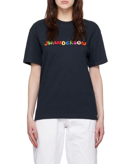 J.W. Anderson Black Jw Anderson Logo Embroidered T-Shirt for men