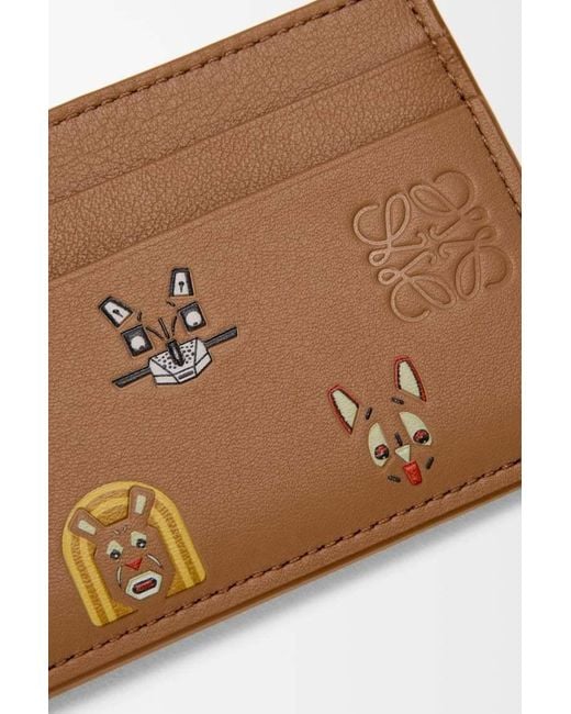 Loewe Brown Futurist Cat Printed Card Holder