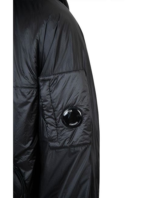 C P Company Black Nada Shell Zipped Hooded Jacket for men