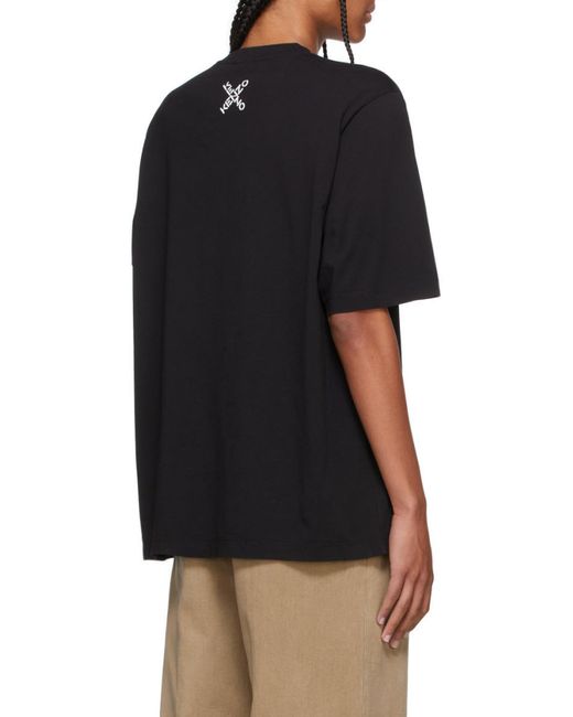 KENZO Black Crossed Logo Crew-Neck T-Shirt for men