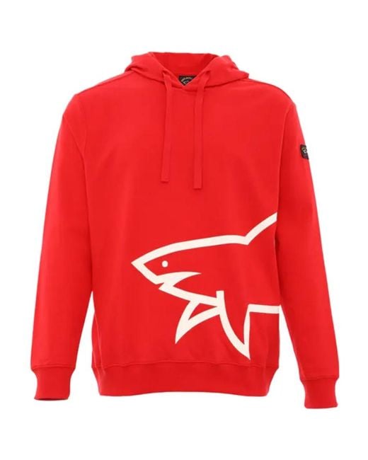 Paul & Shark Red Pull Rope Hooded Sweater for men