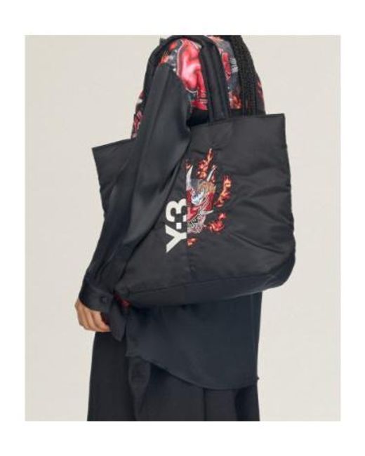 Y-3 Black Yashka Printed Tote Bag for men