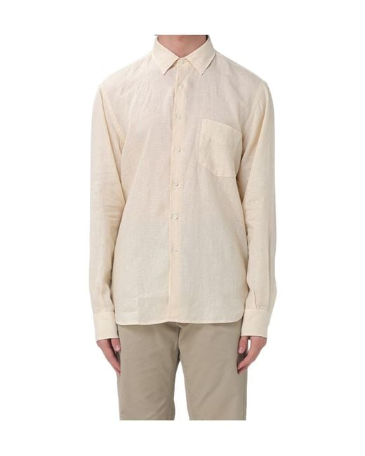 Aspesi Natural Long-Sleeve Linen Shirt for men