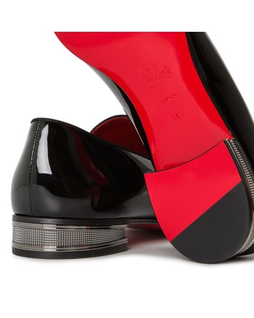 Christian Louboutin Black Patent Leather Square-Toe Slip-On Loafers for men