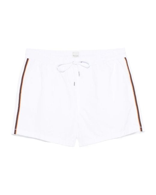 Paul Smith White Artist Sripe Swim Shorts for men