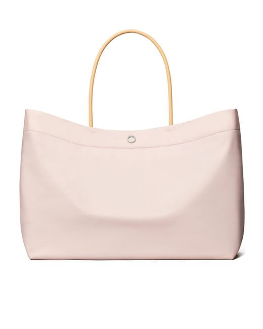 Tory Burch Pink Ella Twist Logo Top Handle Bag
