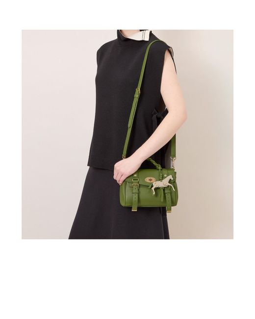 Mulberry Green Mini Alexa Horse Charm Crossbody Bag