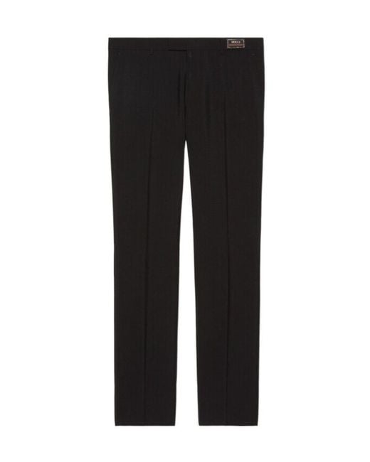 Gucci Black Logo-Patch Tailored Trousers for men