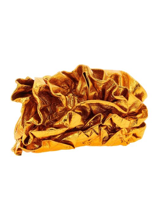 Dries Van Noten Orange Ruffle Clutch Bag