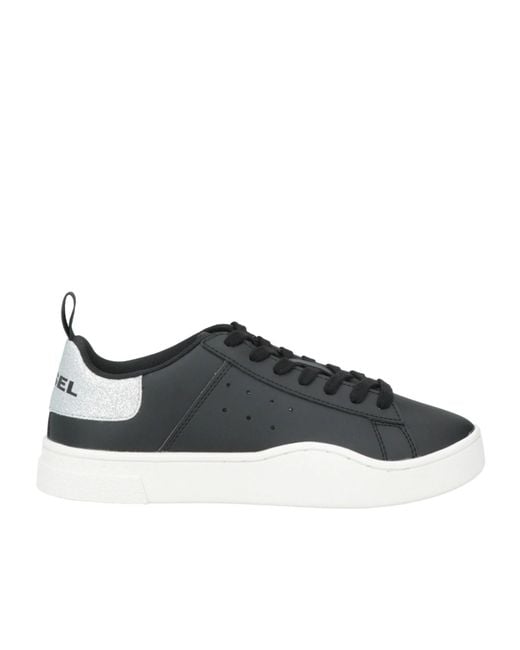 DIESEL Black Solid Color Low-Top Sneakers