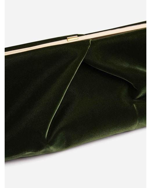 Dries Van Noten Black Medium Pleated-Detail Velvet Clutch Bag
