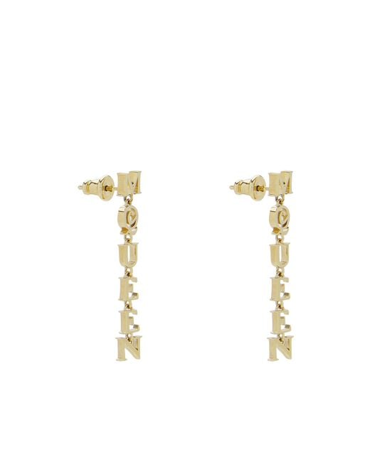 McQueen White Logo Pendant Earrings