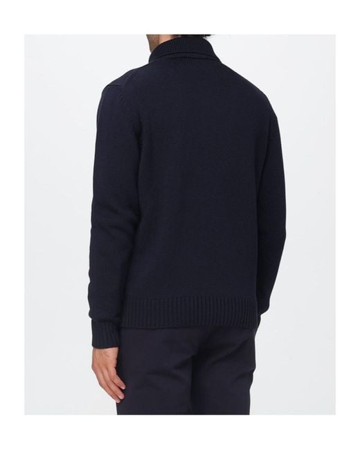 Zanone Blue Long-Sleeve Single-Breasted Cardigan for men