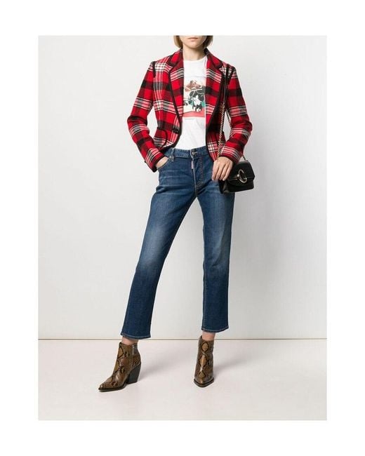 DSquared² Blue Mid-Rise Cropped Jeans