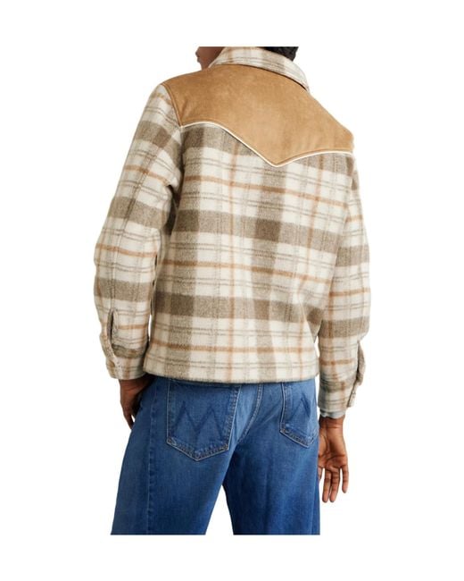 Mother Natural Suede-Trimmed Checked Fleece Jacket