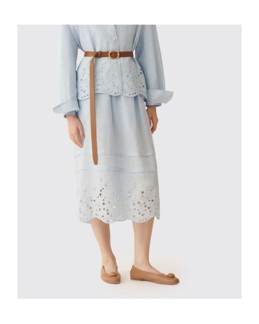 Fabiana Filippi Blue Elastic-Waist Skirt