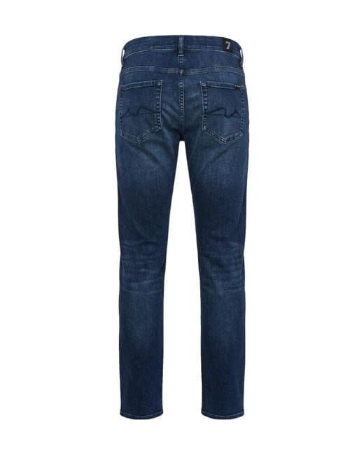 7 For All Mankind Blue Whiskering-Effect Jeans for men