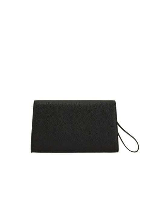 Ferragamo Black Double Gancini Clutch Bag