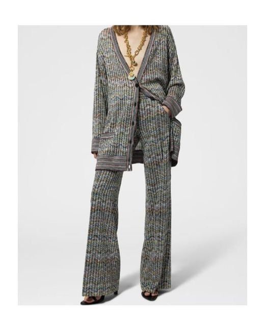 Missoni Gray Zigzag-Knit Sequin-Embellished Trousers