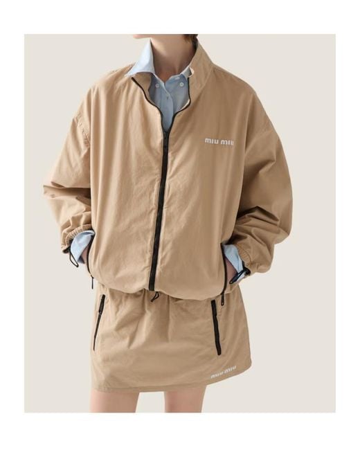 Miu Miu Natural Washed Gabardine Miniskirt
