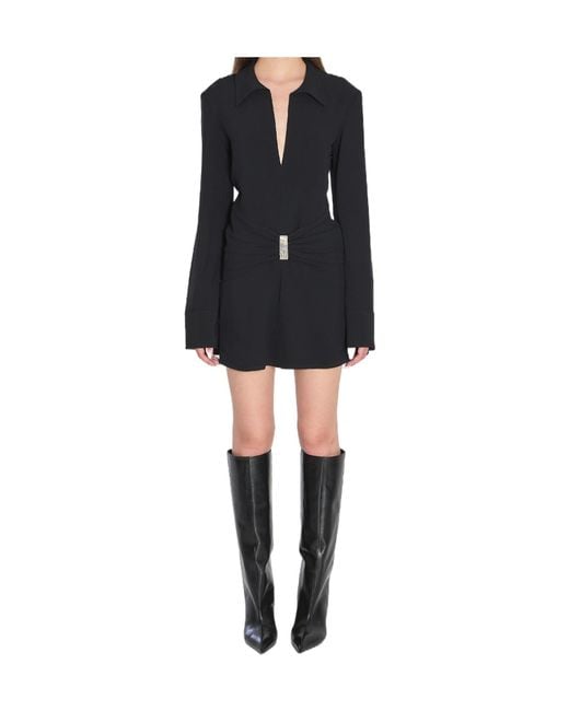 The Attico Black The V-Neck Mini Dress