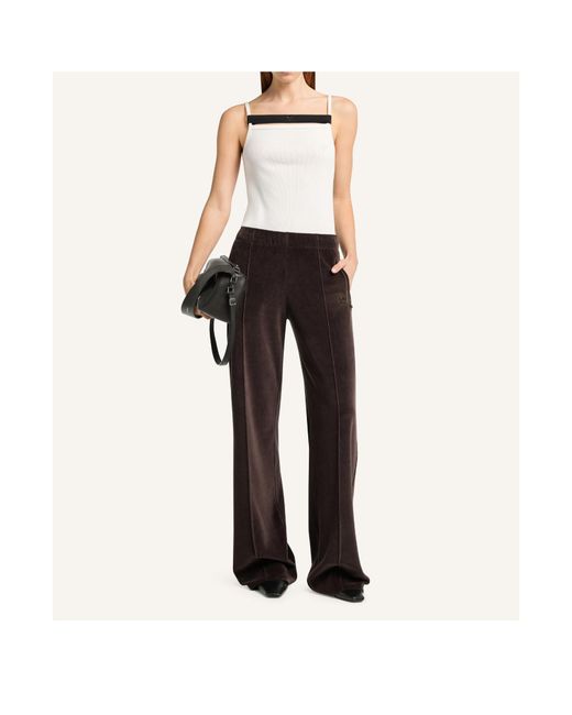 Courreges Brown Pintucked Velvet Track Pants