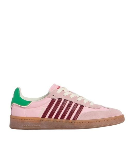 DSquared² Pink Boxer Stripe Low-Top Sneakers for men