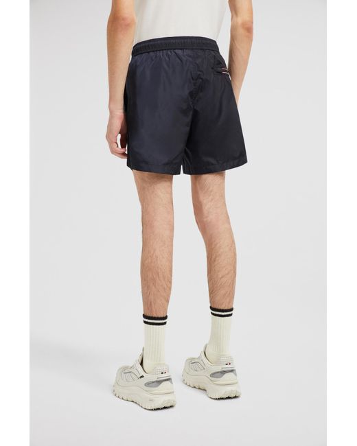 Moncler Black Logo Patch Drawstring Swim Shorts for men