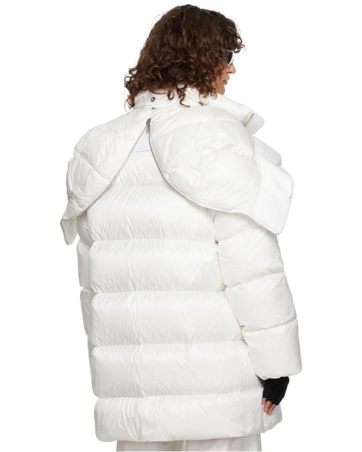 Moncler White Moncler Rick Owens Hooded Cyclopic Coat