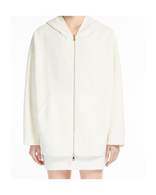 Max Mara White Zip-Up Hooded Jacket