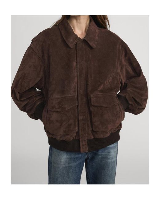 FRAME Brown Long-Sleeved Leather Jacket