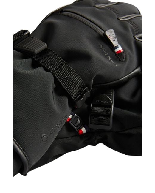 Moncler Black Grenoble Logo Patch Panelled Gloves for men