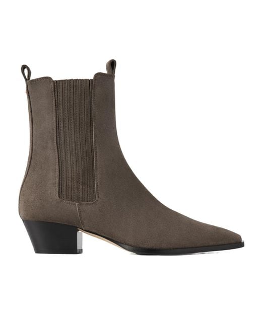 Aeyde Brown Solid Suede Ankle Boots