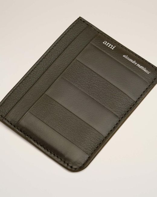 AMI Brown Leather Cardholder for men